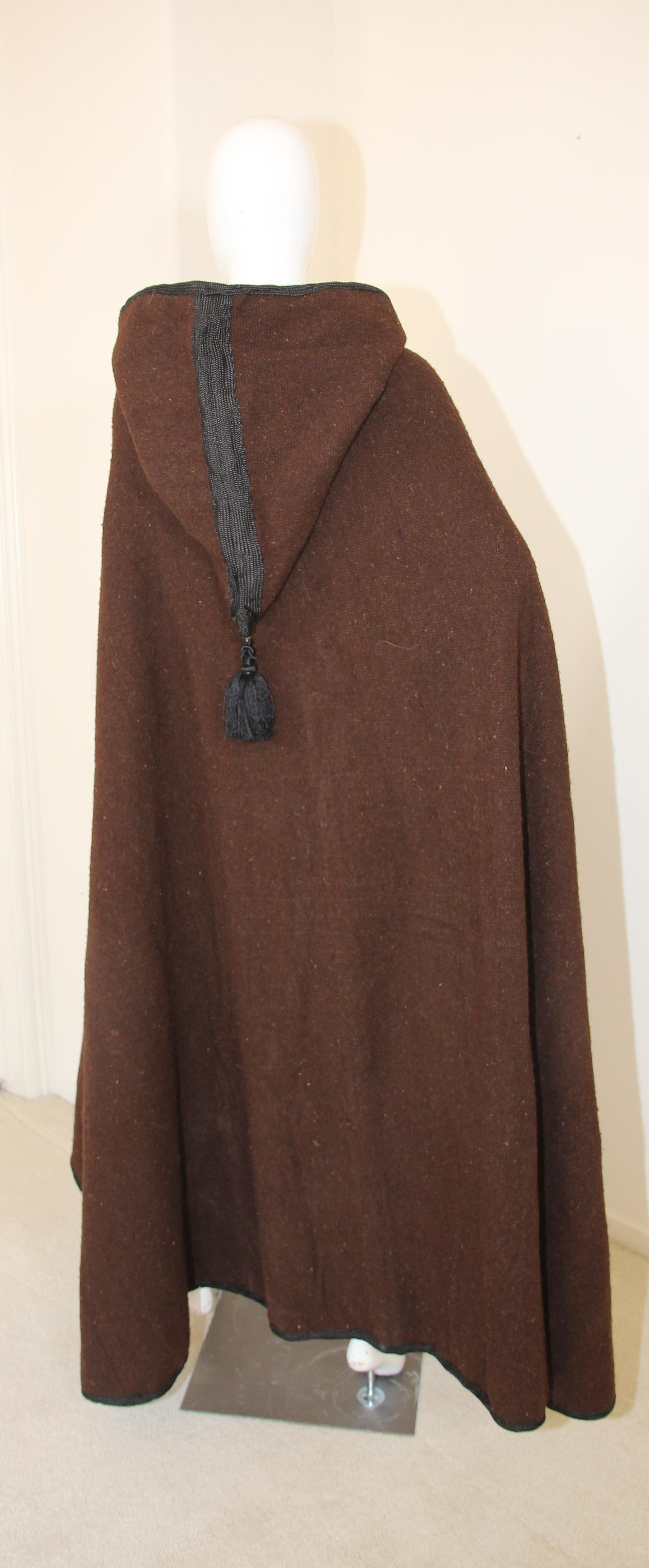 North Africa Berber Ethnic Moroccan Burnous Brown Wool Cape 7