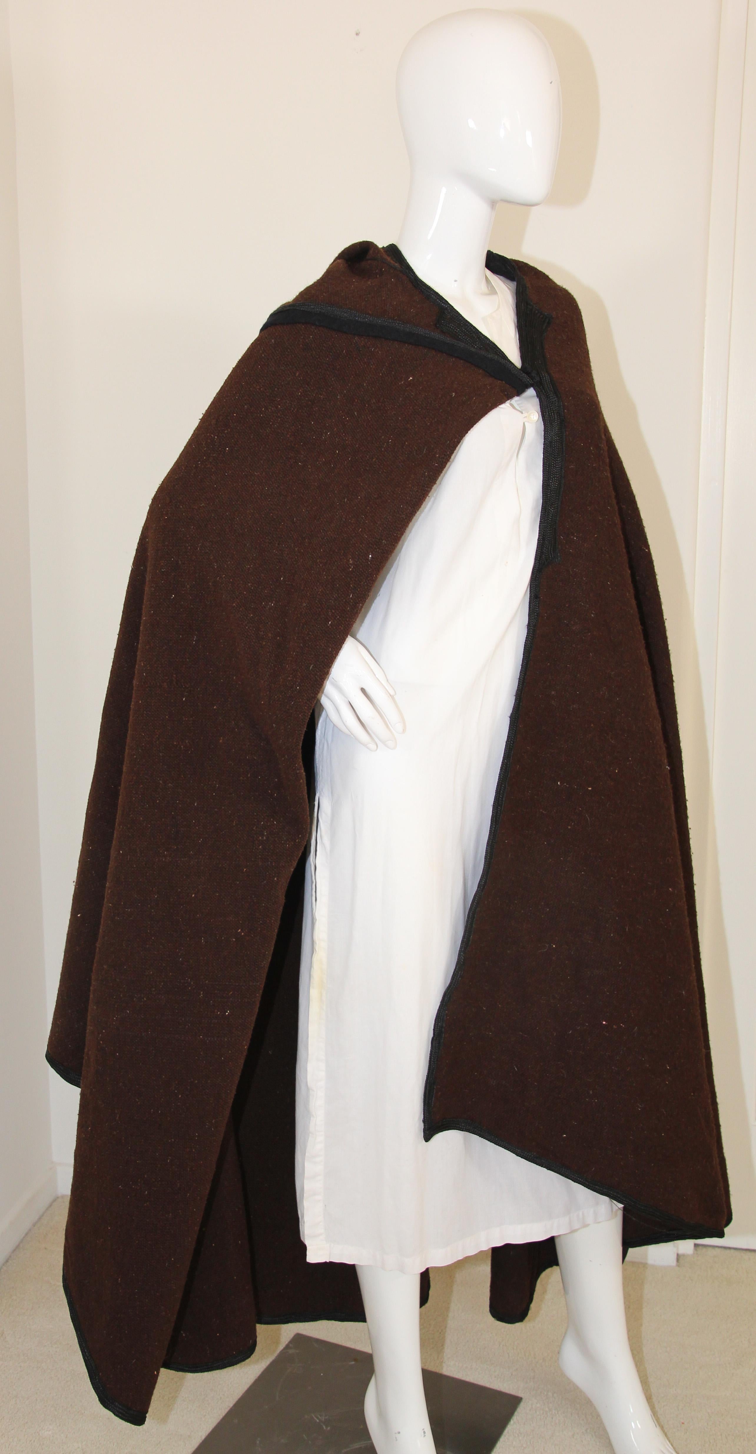 North Africa Berber Ethnic Moroccan Burnous Brown Wool Cape 8