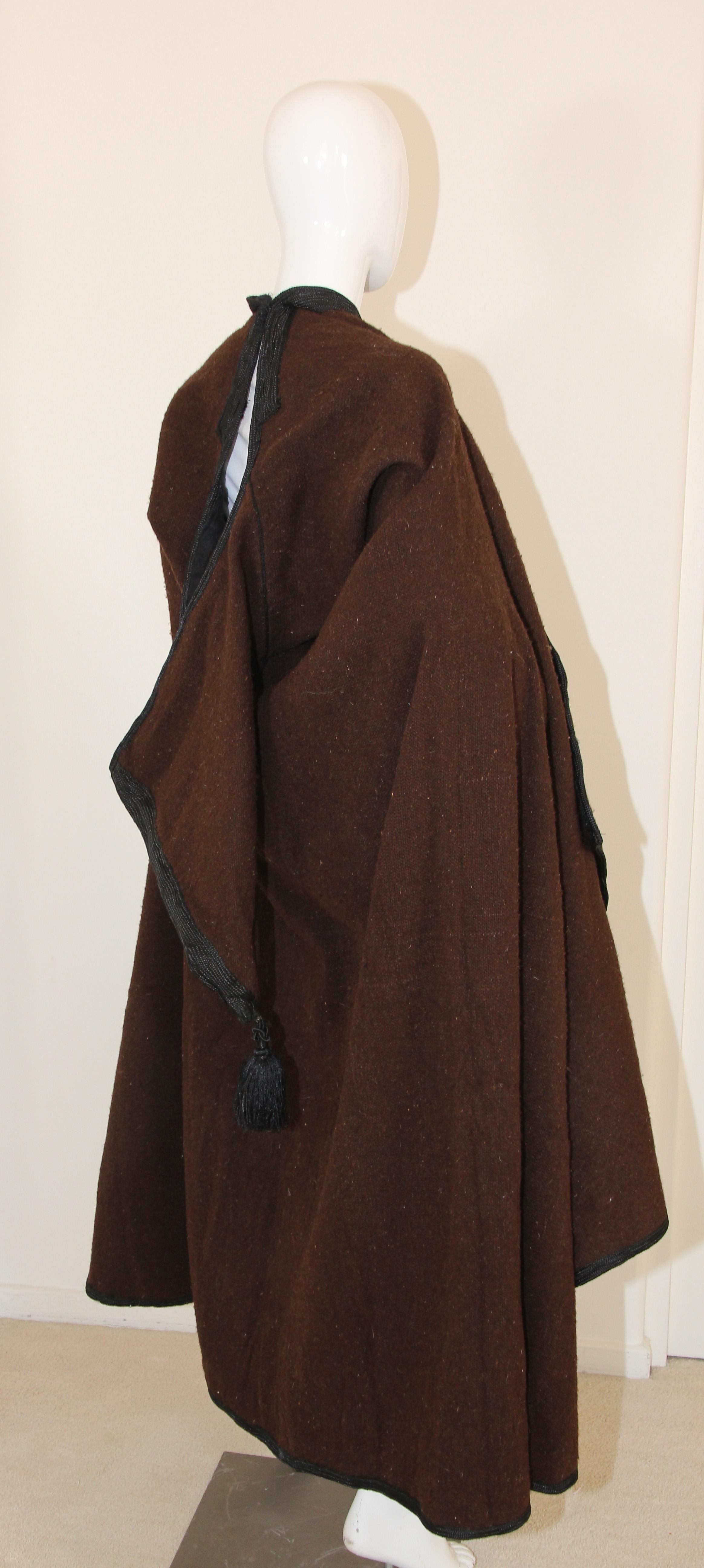 North Africa Berber Ethnic Moroccan Burnous Brown Wool Cape 9