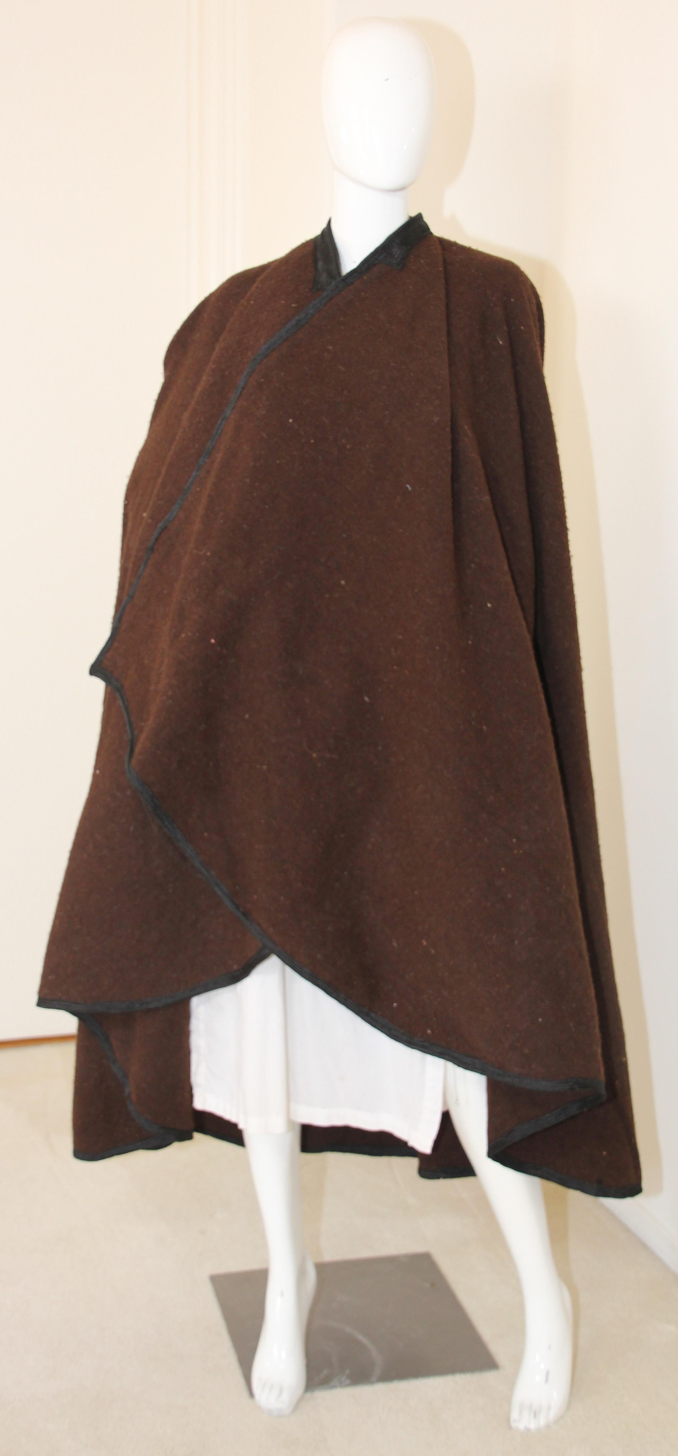North Africa Berber Ethnic Moroccan Burnous Brown Wool Cape 10