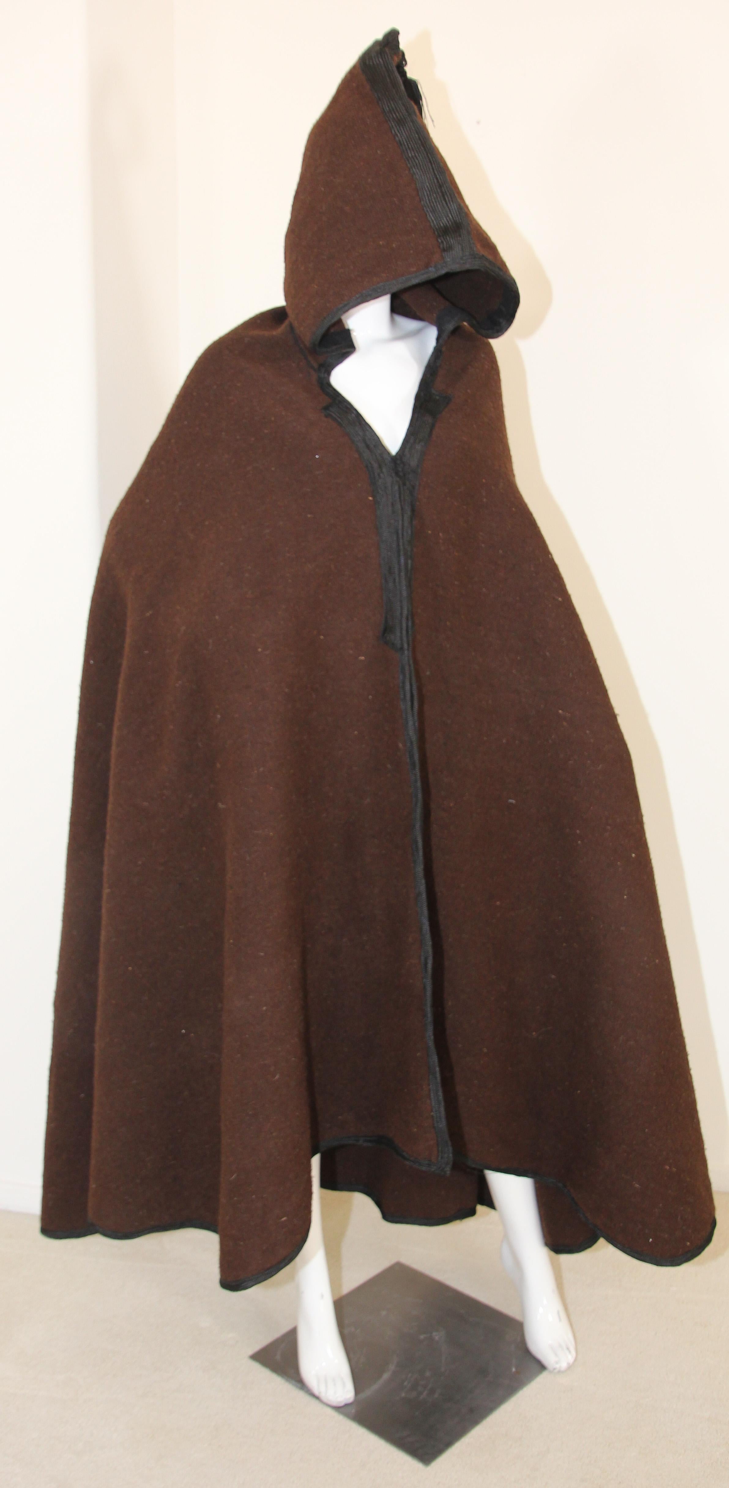 North Africa Berber Ethnic Moroccan Burnous Brown Wool Cape 12