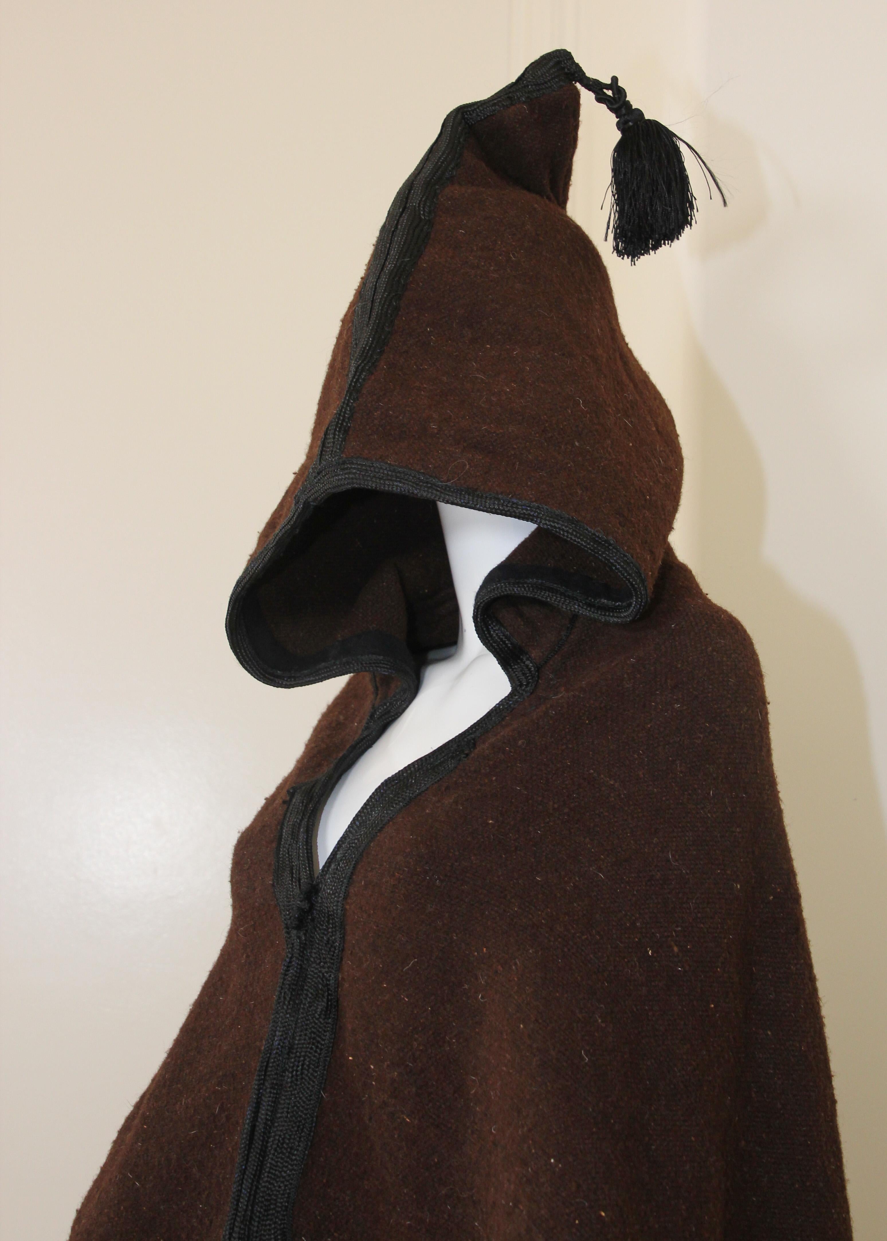 ethnic style striped printed hooded cloak