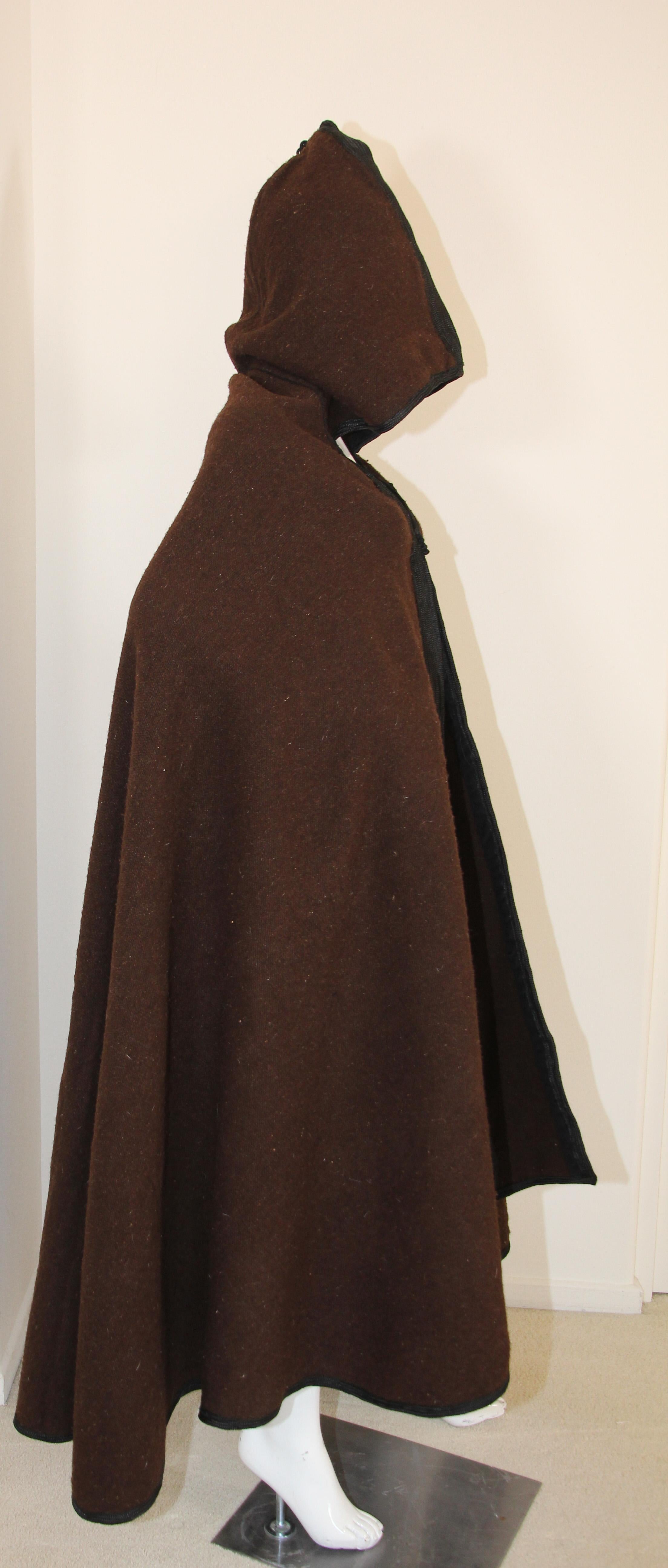 Women's or Men's North Africa Berber Ethnic Moroccan Burnous Brown Wool Cape