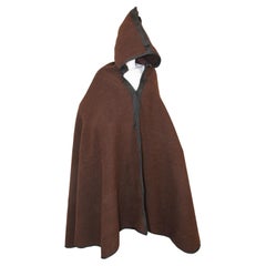 Vintage North Africa Berber Ethnic Moroccan Burnous Brown Wool Cape