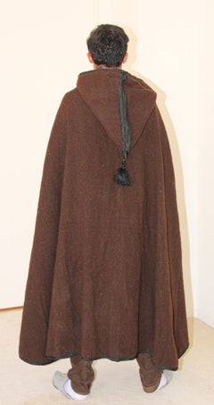 North Africa Moroccan Berber Tribal Burnous Brown Wool Cape