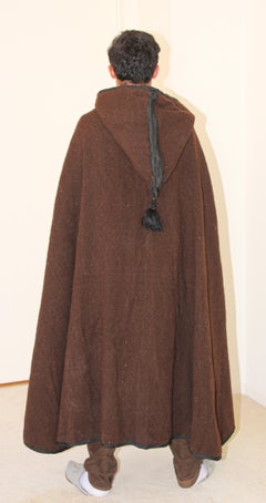 North Africa Moroccan Berber Tribal Burnous Brown Wool Cape
