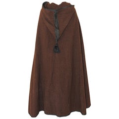 Vintage North Africa Moroccan Berber Tribal Burnous Brown Wool Cape