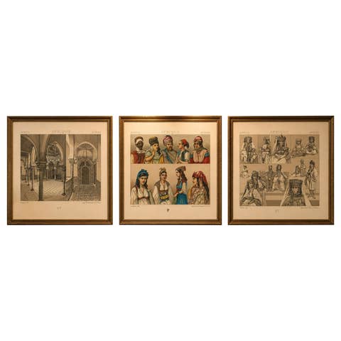 North African Architecture & Costume, Racinet Afrique Plates, Set of 3, 1888