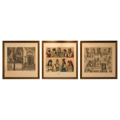 North African Architecture & Costume, Racinet Afrique Plates, Set of 3, 1888