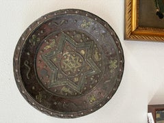 North African Brass Copper Wood Tuareg Large Charger