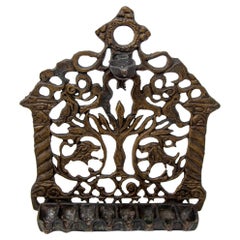 Nordafrikanische Hanukkah-Lampe, Messing, Menorah, Öllampe, Judaica, Marokko, 19. Jahrhundert