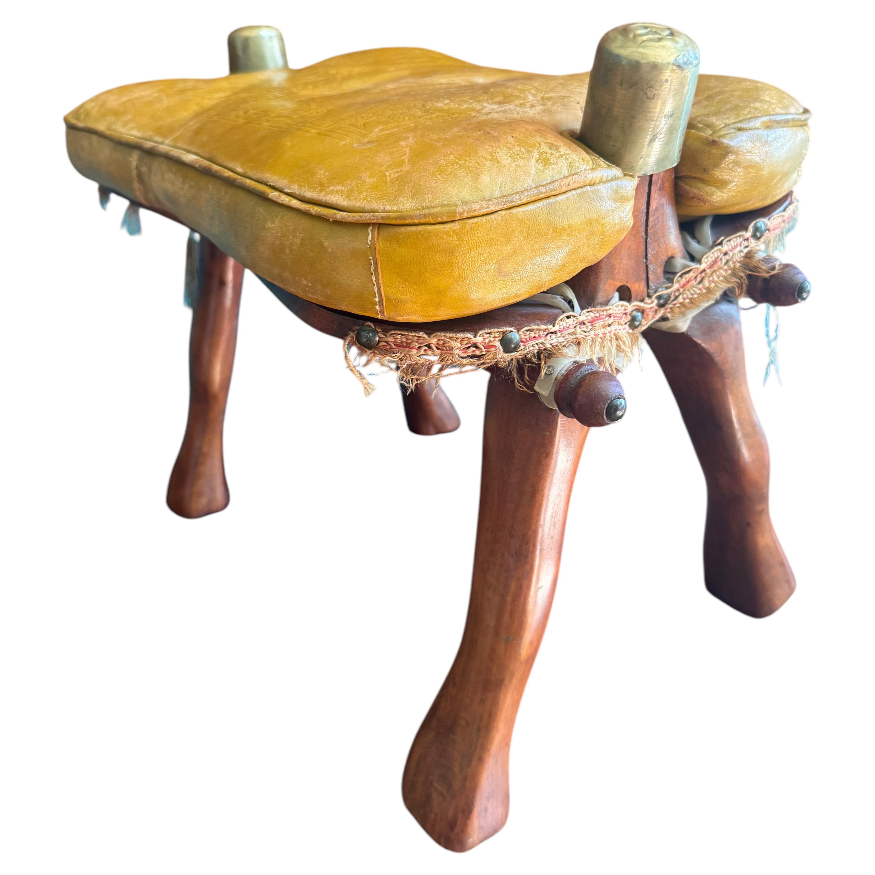 North African Camel Saddle Stool, Mid-20th Century For Sale