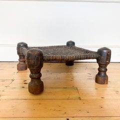 North African Carved Wood Low Chair Stools