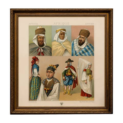 North African Costumes Algeria, Racinet Afrique Chromolithograph, 1888