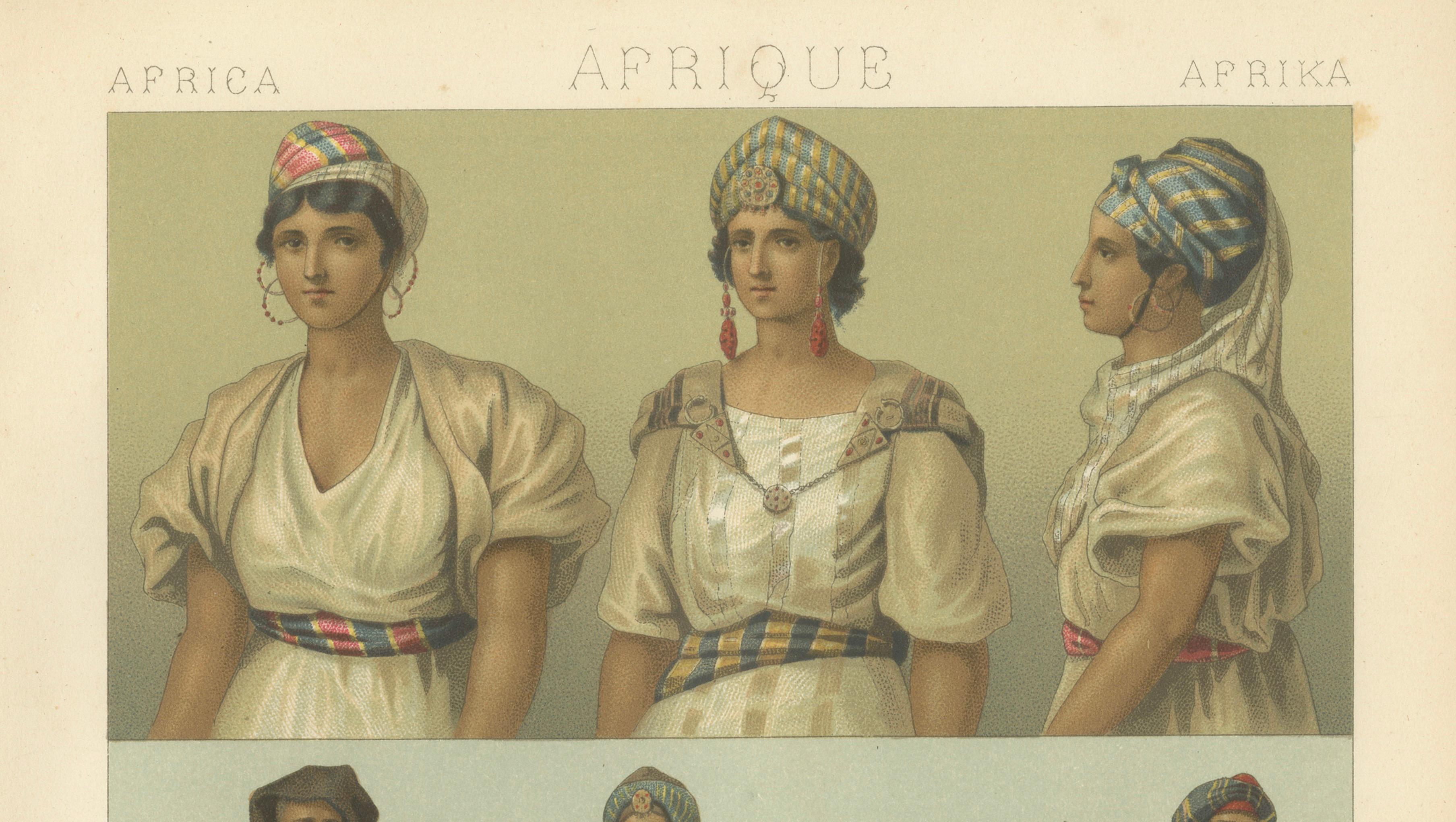 North African Costumes & Figures, Racinet Afrique Plates, Set of 2, 1888