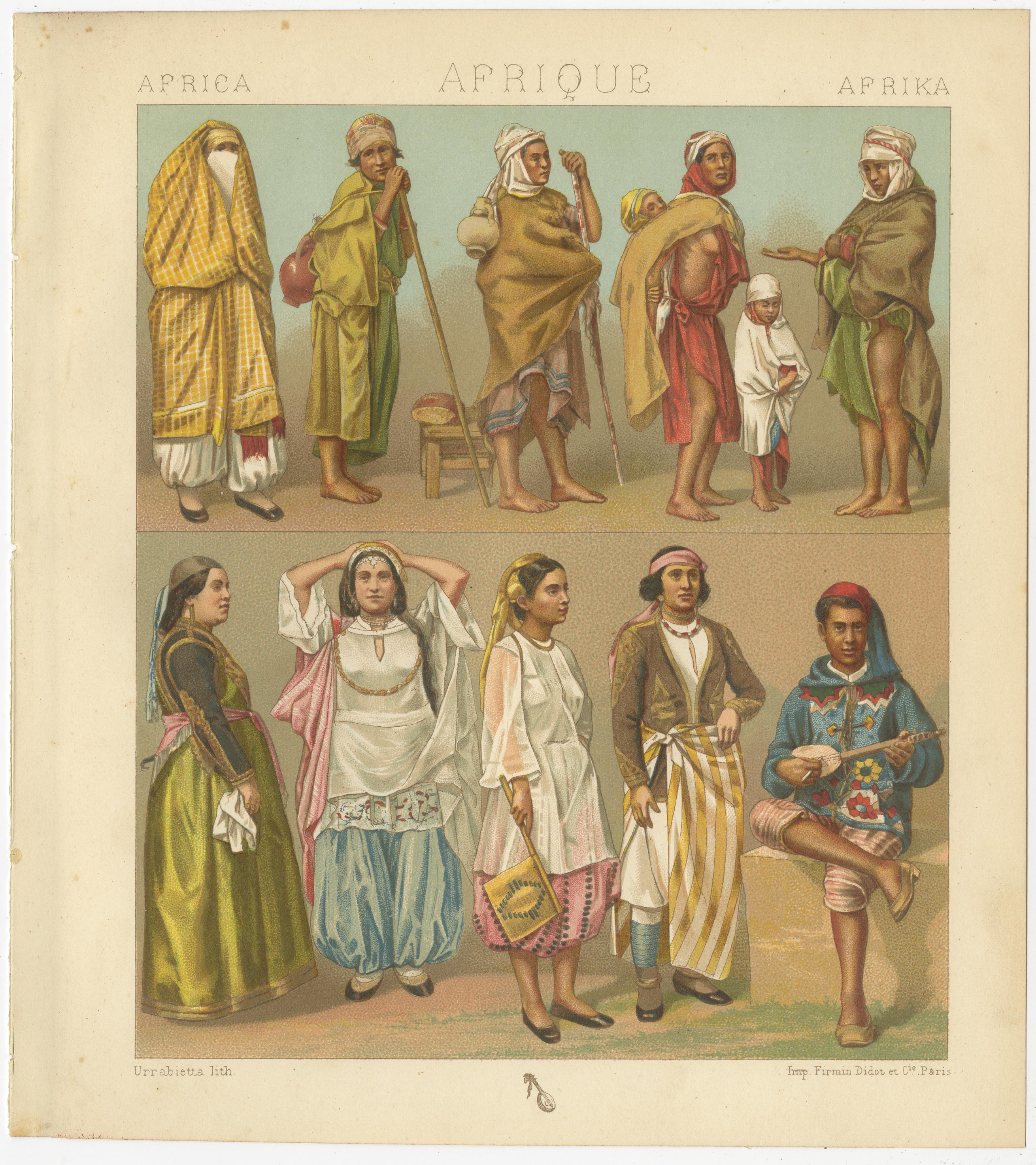 North African Daily Life & Costumes, Racinet Afrique Plates, Set of 3, 1888
