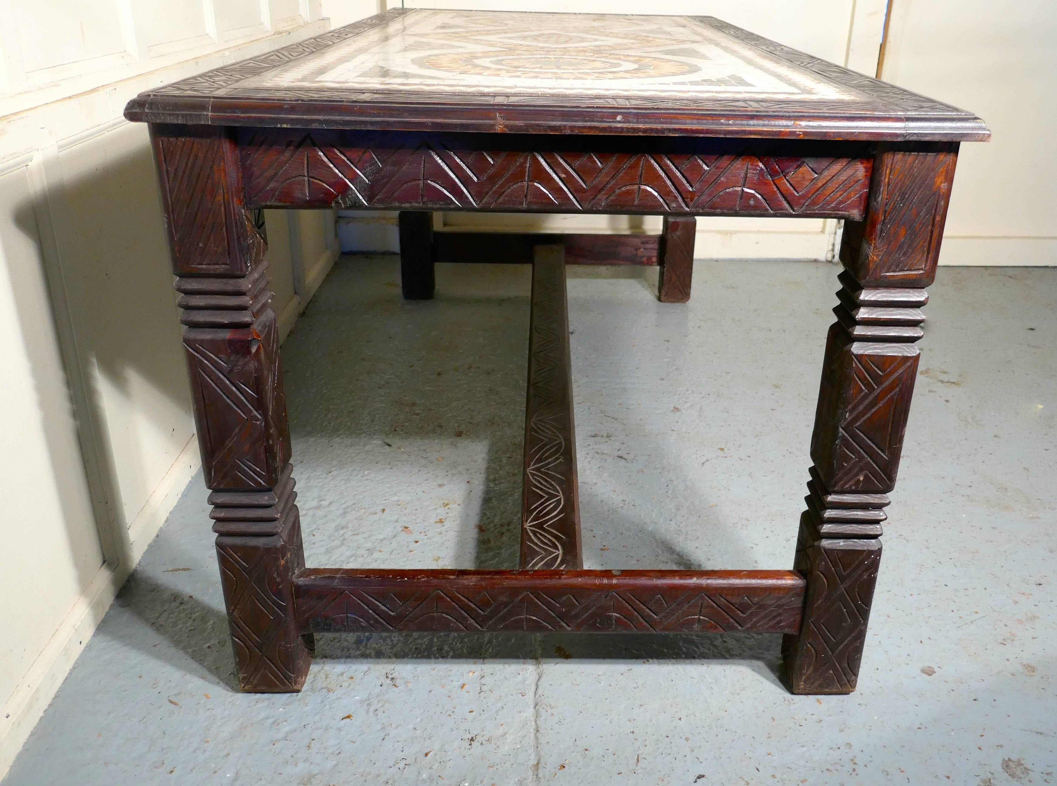 North African Marble Mosaic Table In Good Condition For Sale In Chillerton, Isle of Wight