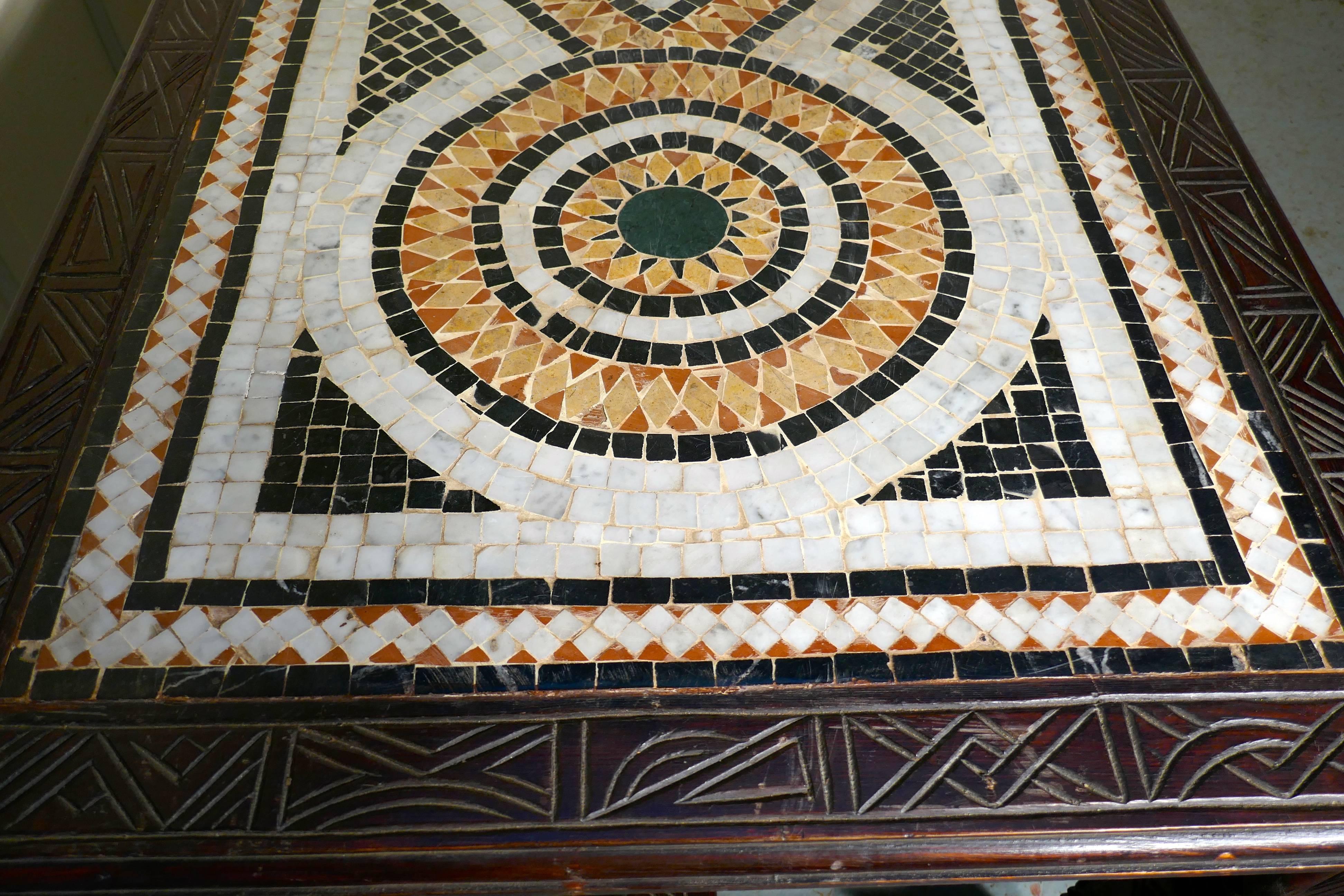 North African Marble Mosaic Table For Sale 1