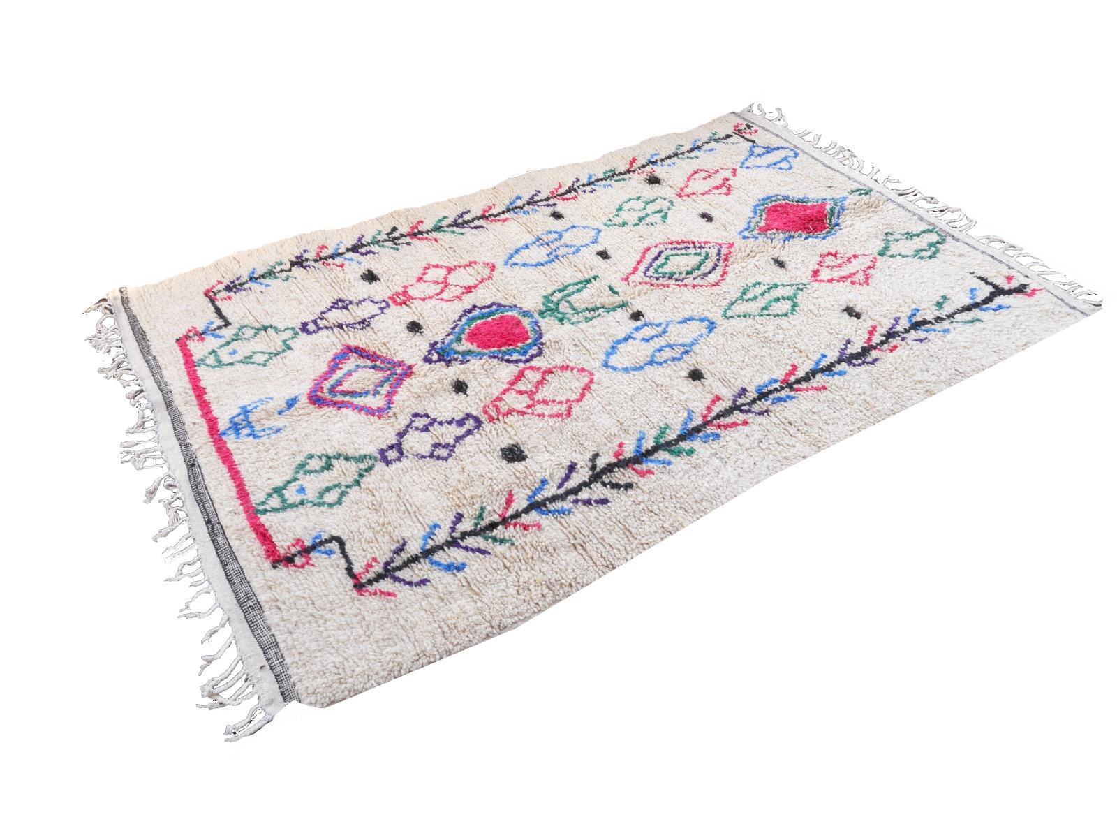 Wool North African Moroccan Berber Rug Diamond Design Soft Quality Beige Pink Purple For Sale