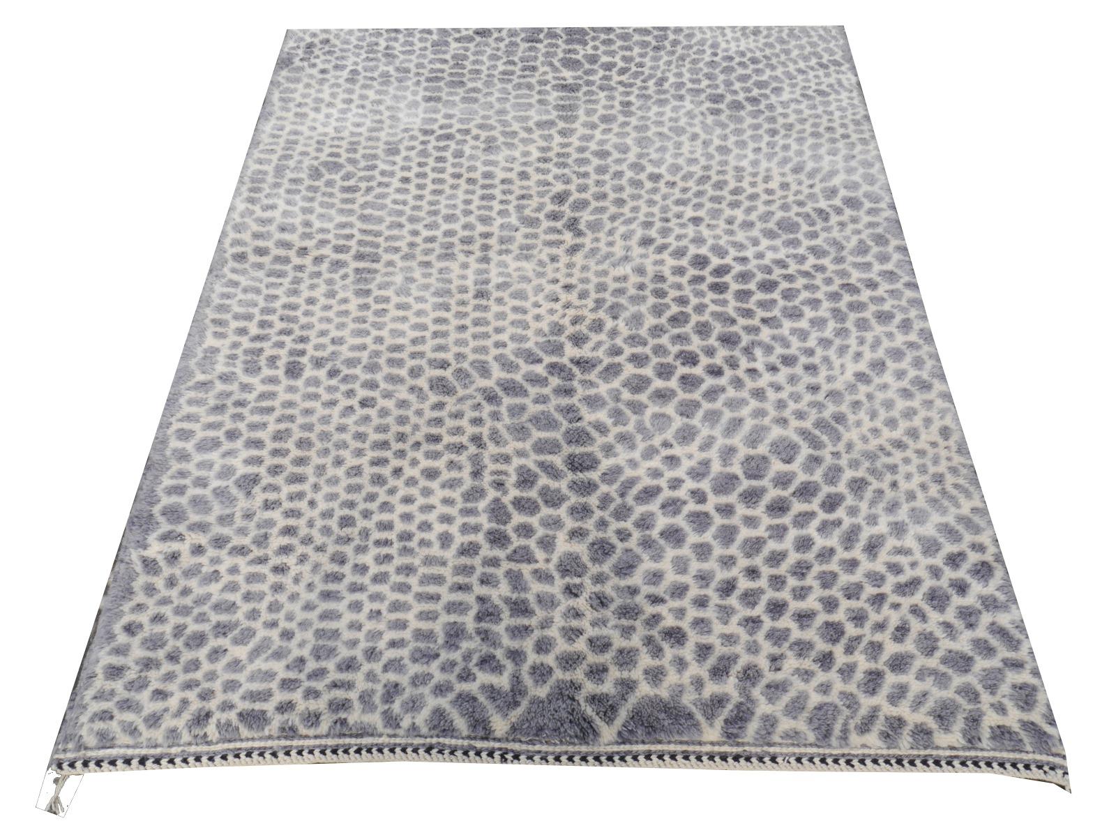 Nordafrikanischer nordafrikanischer marokkanischer Berberteppich Leopard Cheetah Design weiche Qualität Grau Beige (Handgeknüpft) im Angebot