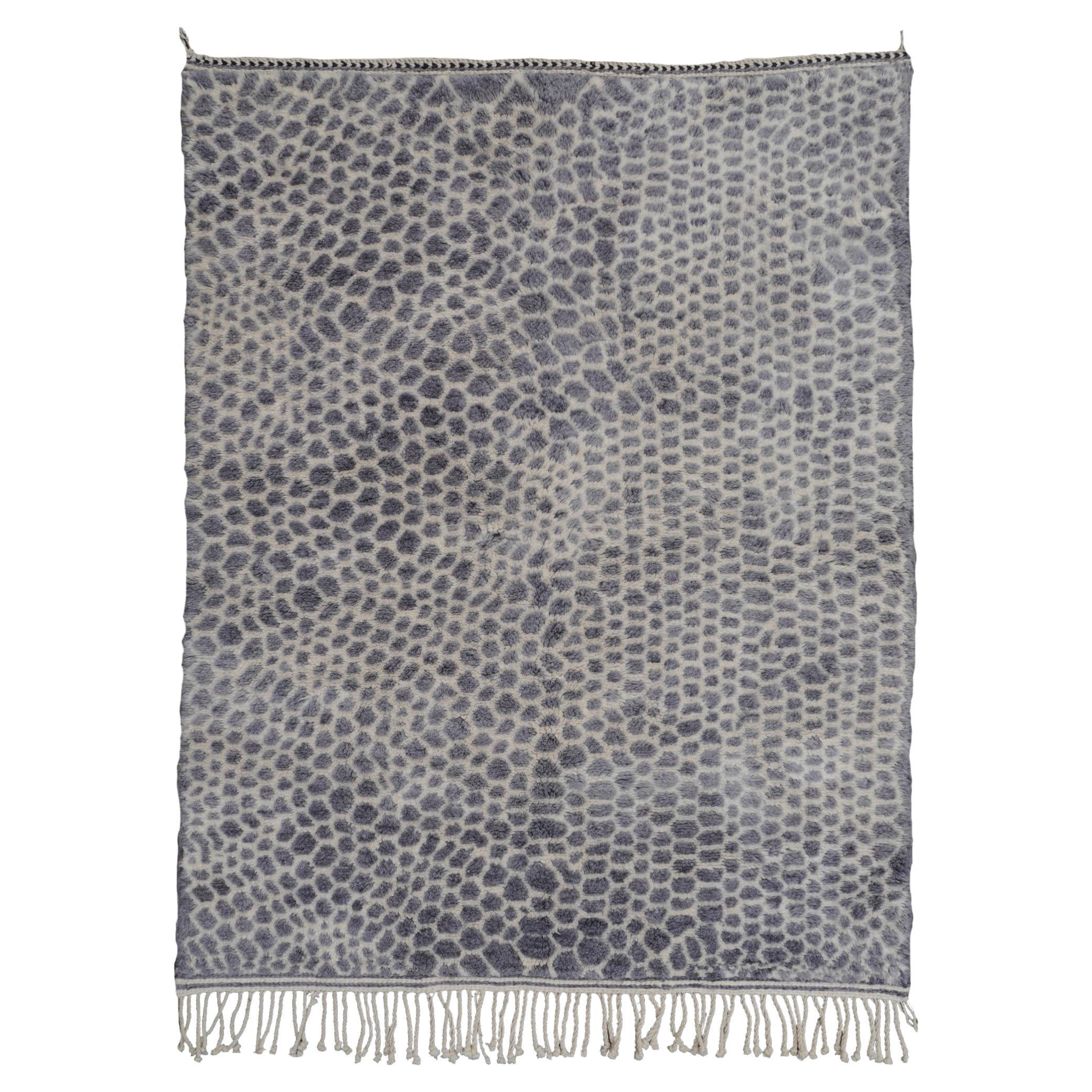 Alfombra Bereber Marroquí Norteafricana Diseño Leopardo Guepardo Calidad Suave Gris Beige