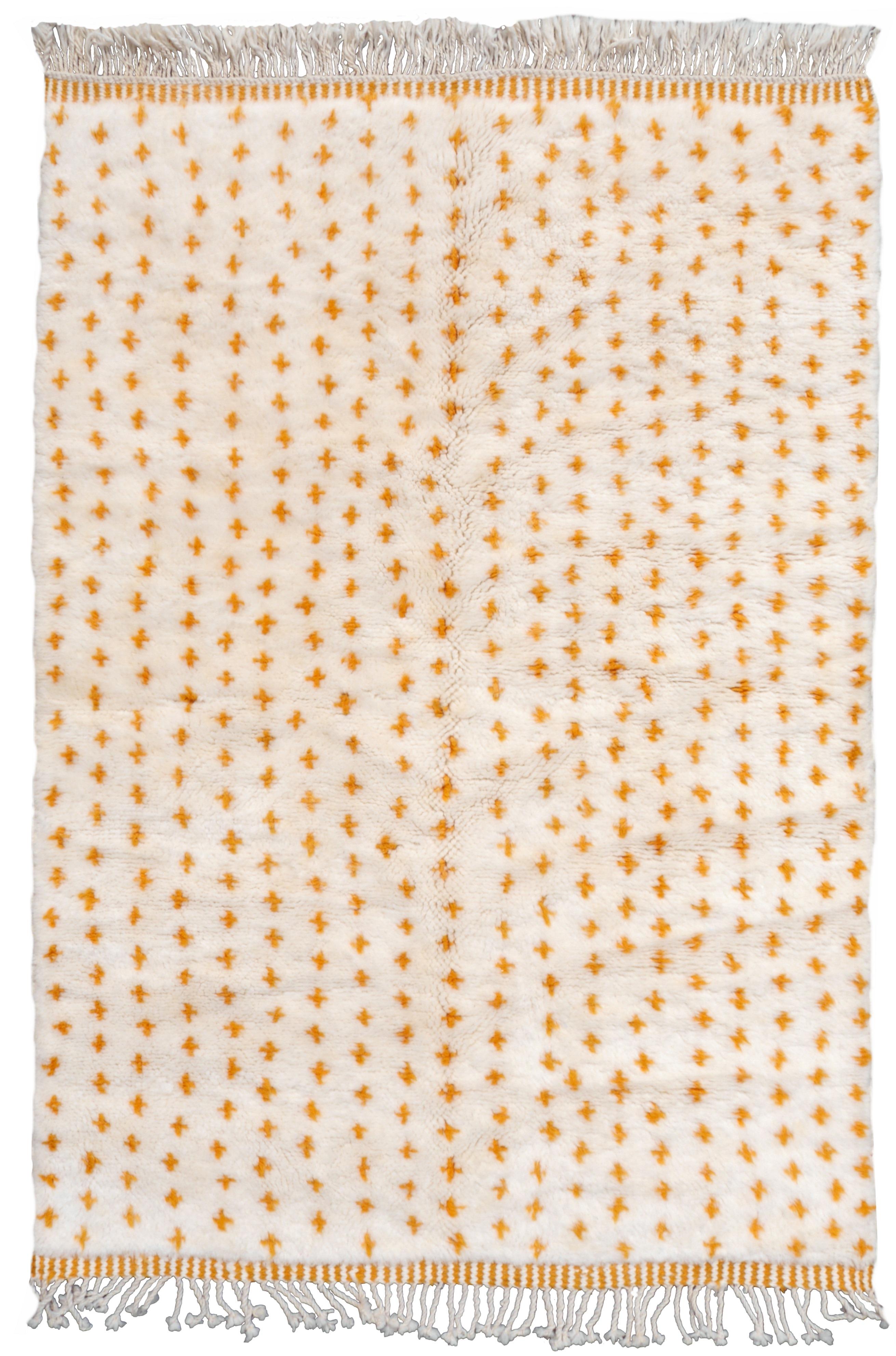 Nordafrikanischer nordafrikanischer marokkanischer Berberteppich aus Wolle in Weiß und Orange, handgeknüpft  im Zustand „Neu“ im Angebot in Lohr, Bavaria, DE