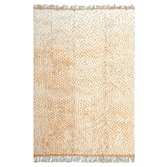 North African Moroccan Berber Rug Wool White Orange Hand Knotted