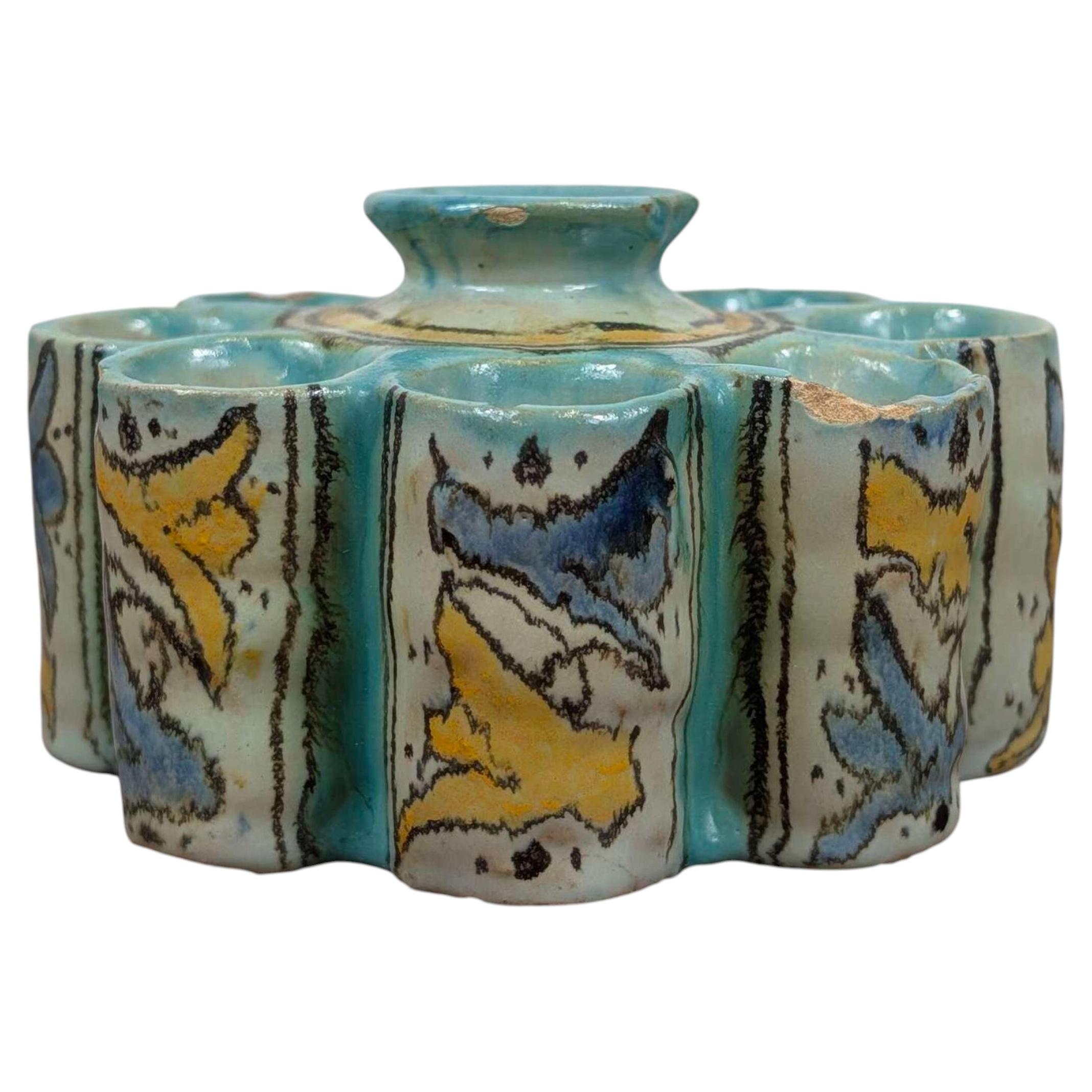 North African Tin-Glazed Pottery Illuminator's Inkwell, Safi, Moroccan