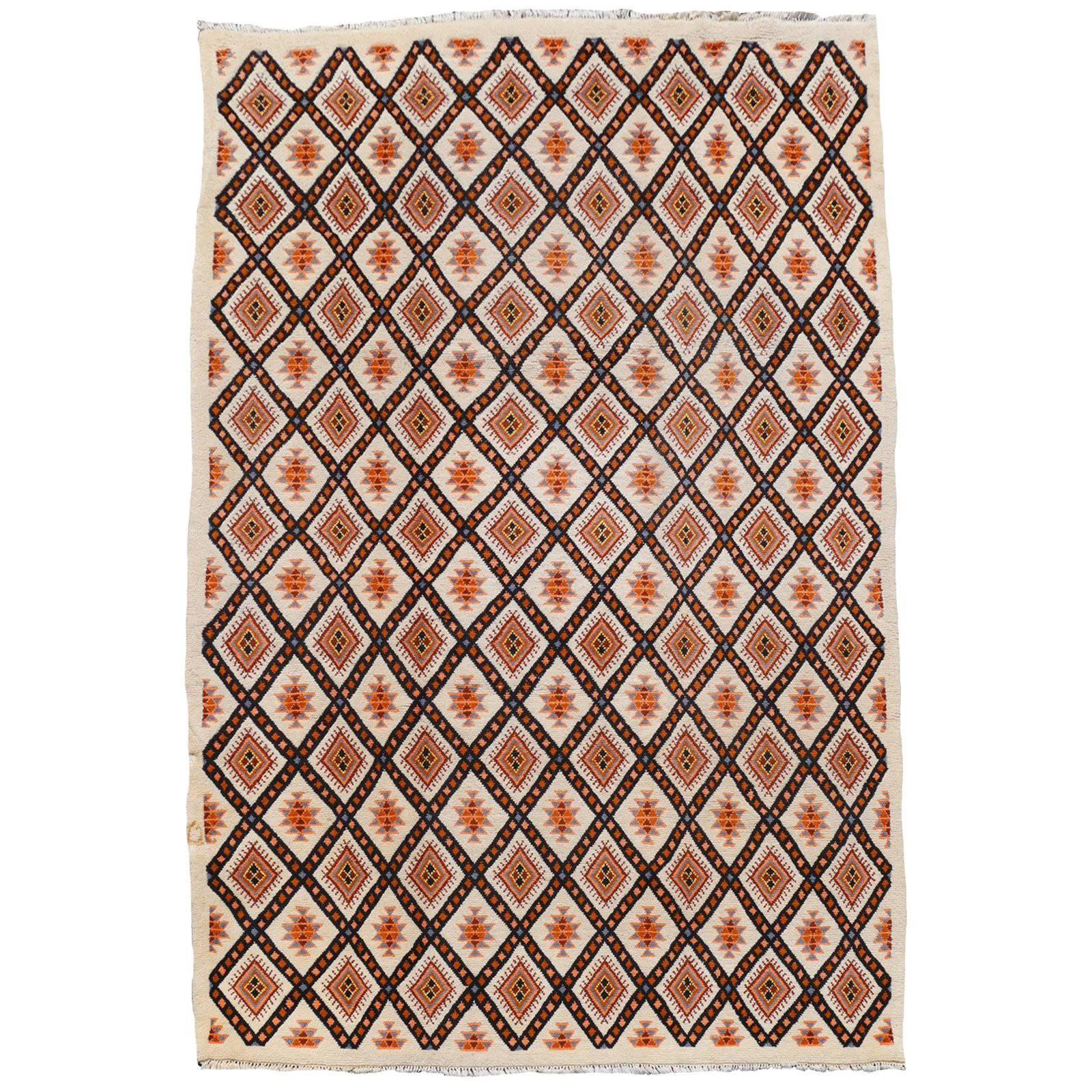 North African Tribal Berber Rug with Diamond Design