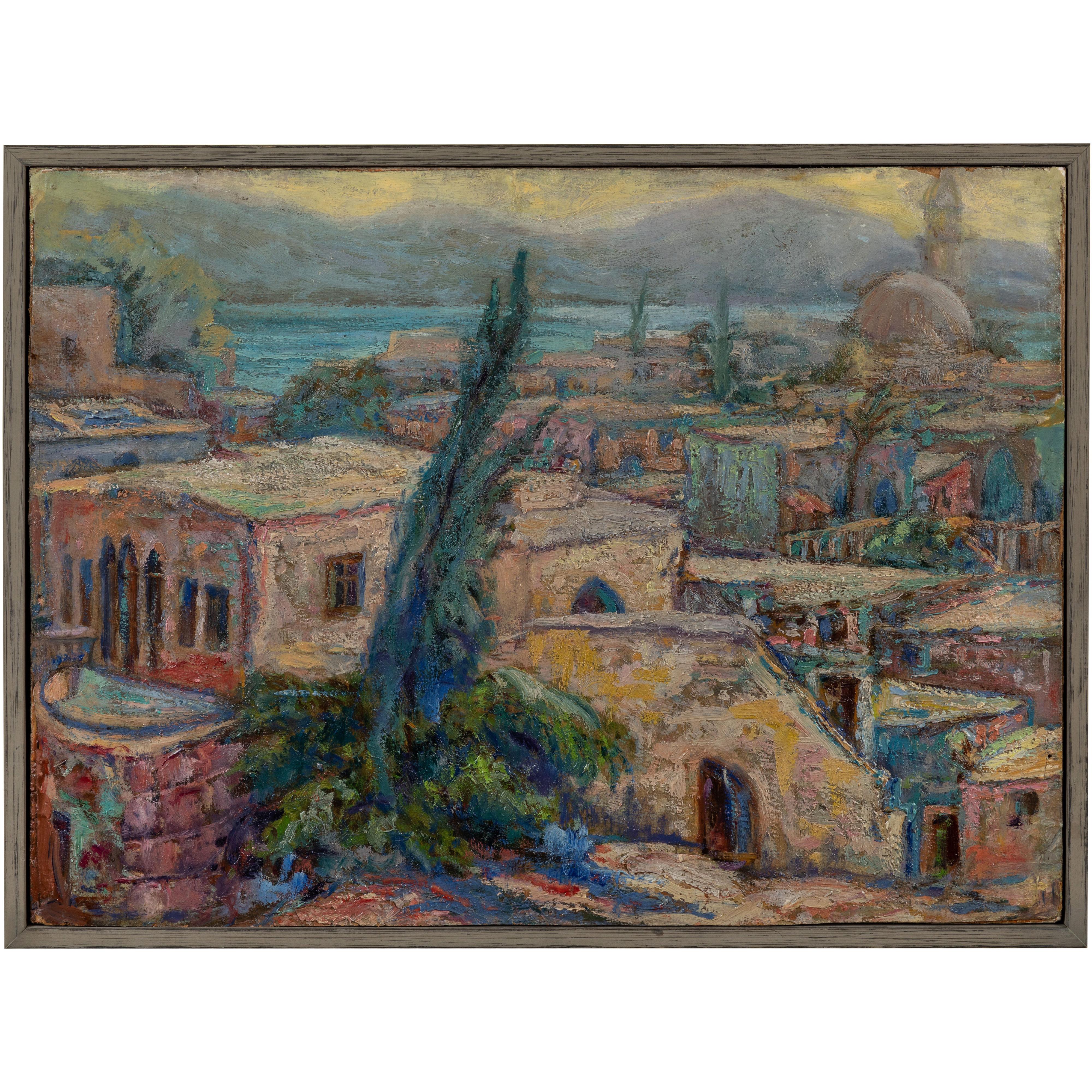 North African Waterfront Painting For Sale