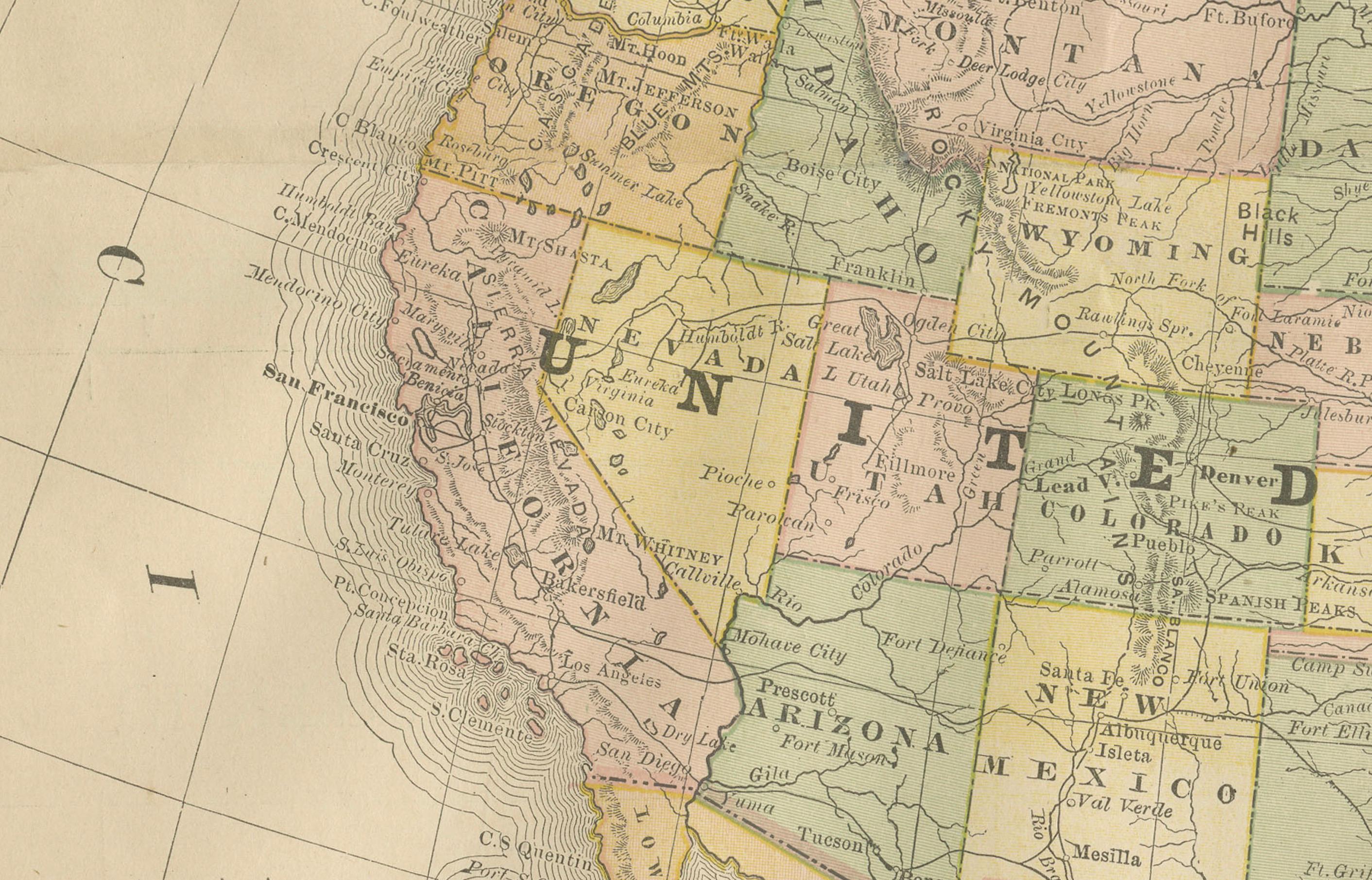 Antike Eisenbahnkarte von Nordamerika, ca. 1888 - USA, Kanada und Mexiko (amerikanisch) im Angebot