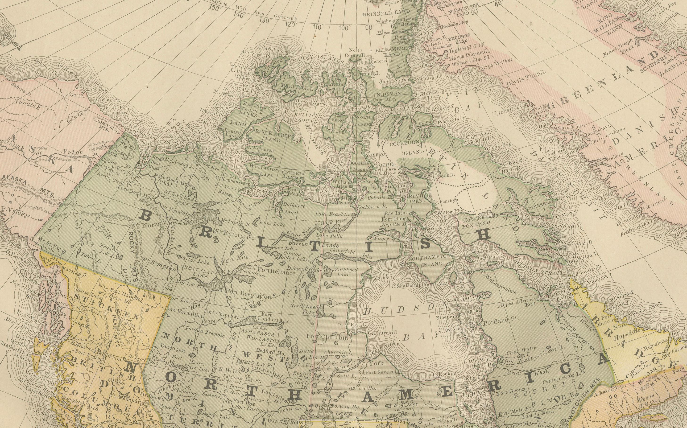Antike Eisenbahnkarte von Nordamerika, ca. 1888 - USA, Kanada und Mexiko im Angebot 2