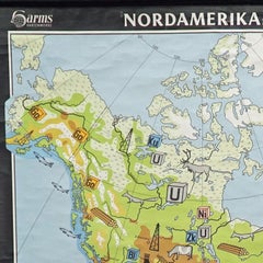 North America Map Economy Wall Chart Rollable Poster Vintage Mural