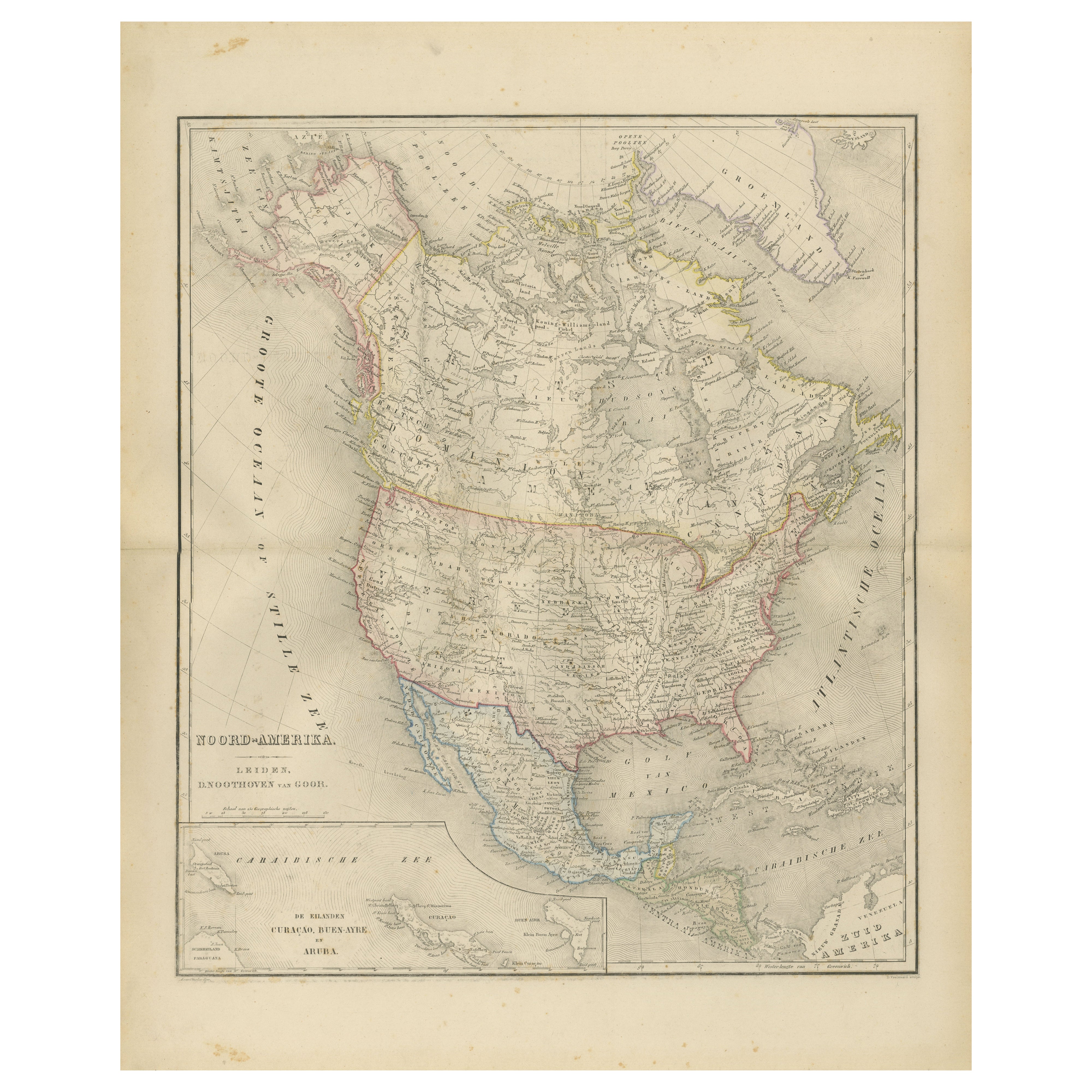 North America Map with USA, Canada & Mexico – Nieuwe Hand-Atlas, 1876