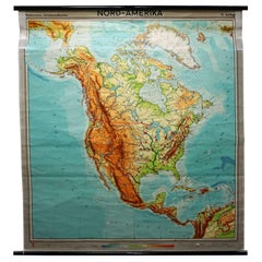 North America Vintage Map Pull-Down Wall Chart Poster Countrycore Print