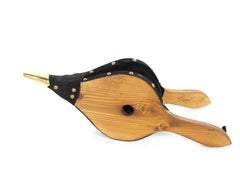 North American Hand-Carved Brass/Wood Fireplace Bellows Tool