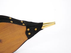 North American Hand-Carved Wood Brass Fireplace Bellows