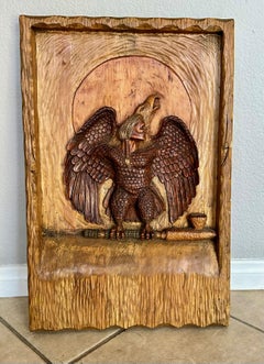North American Indian Eagle Wood Carving Eagle by Wilfred Swampy