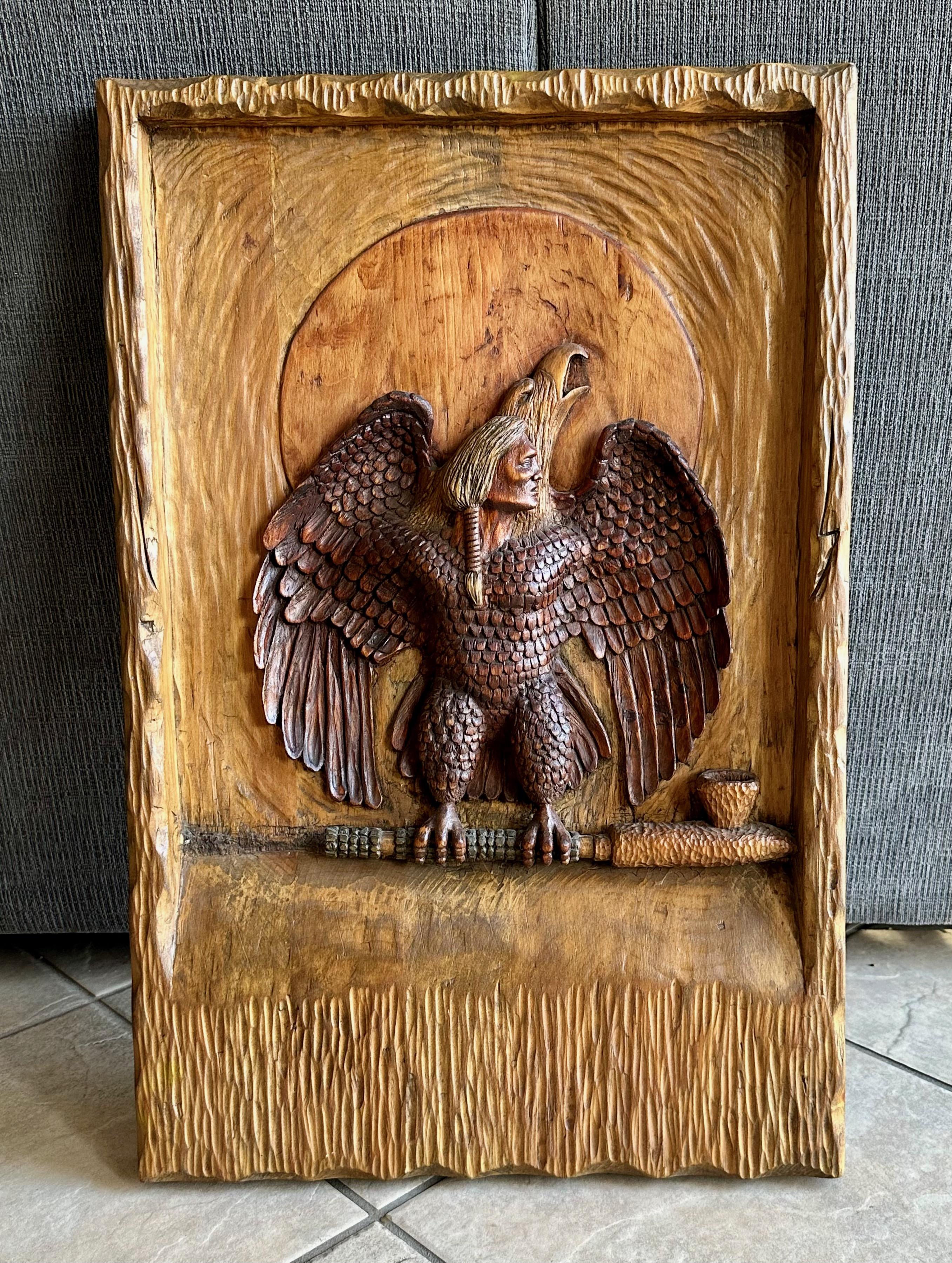 Águila india norteamericana Tallada en madera Águila de Wilfred Swampy en Bueno estado para la venta en Palm Springs, CA