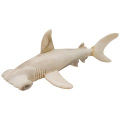 North American Moose Antler Carving of Hammerhead Shark