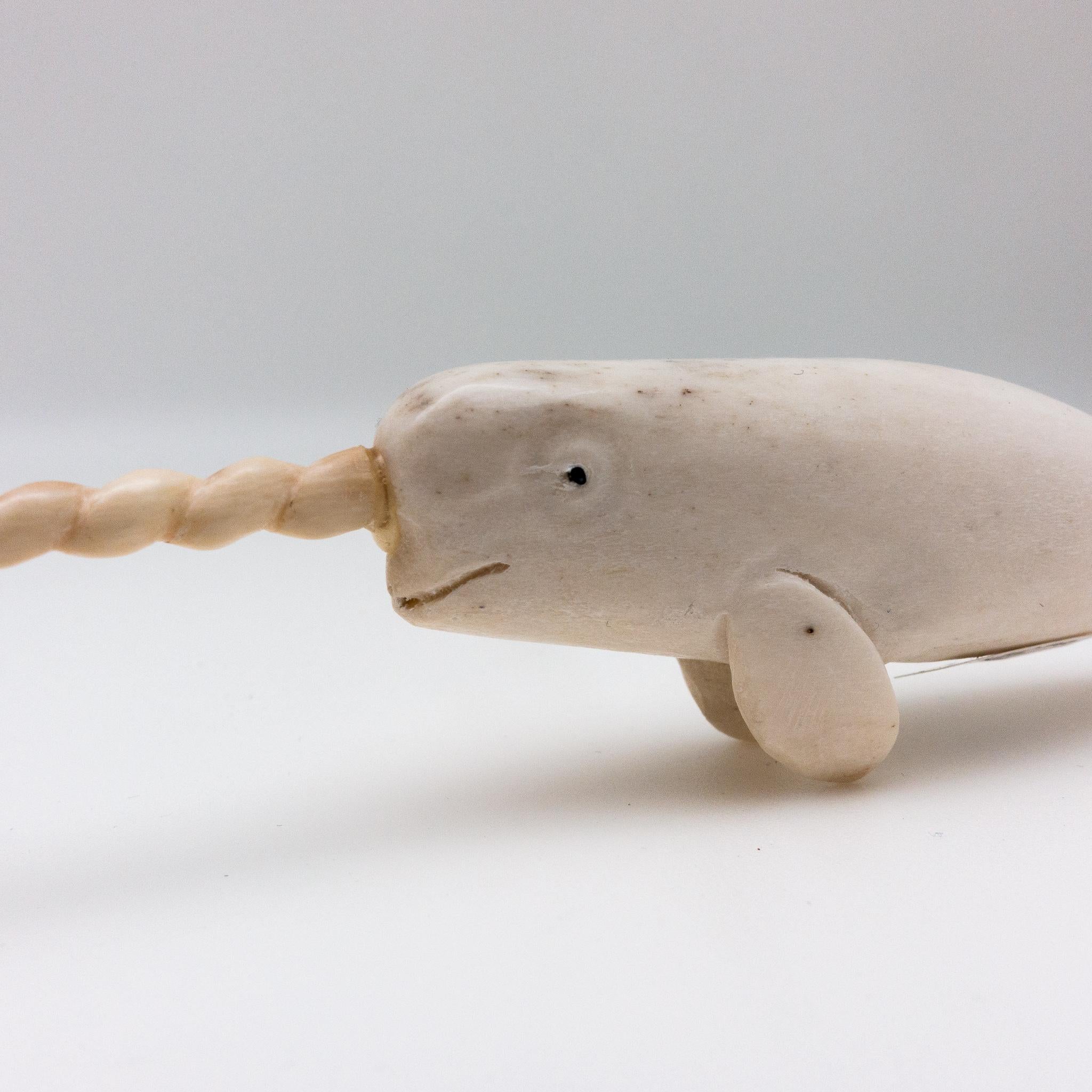 Grand Tour North American Moose Antler Carving of Narwhal