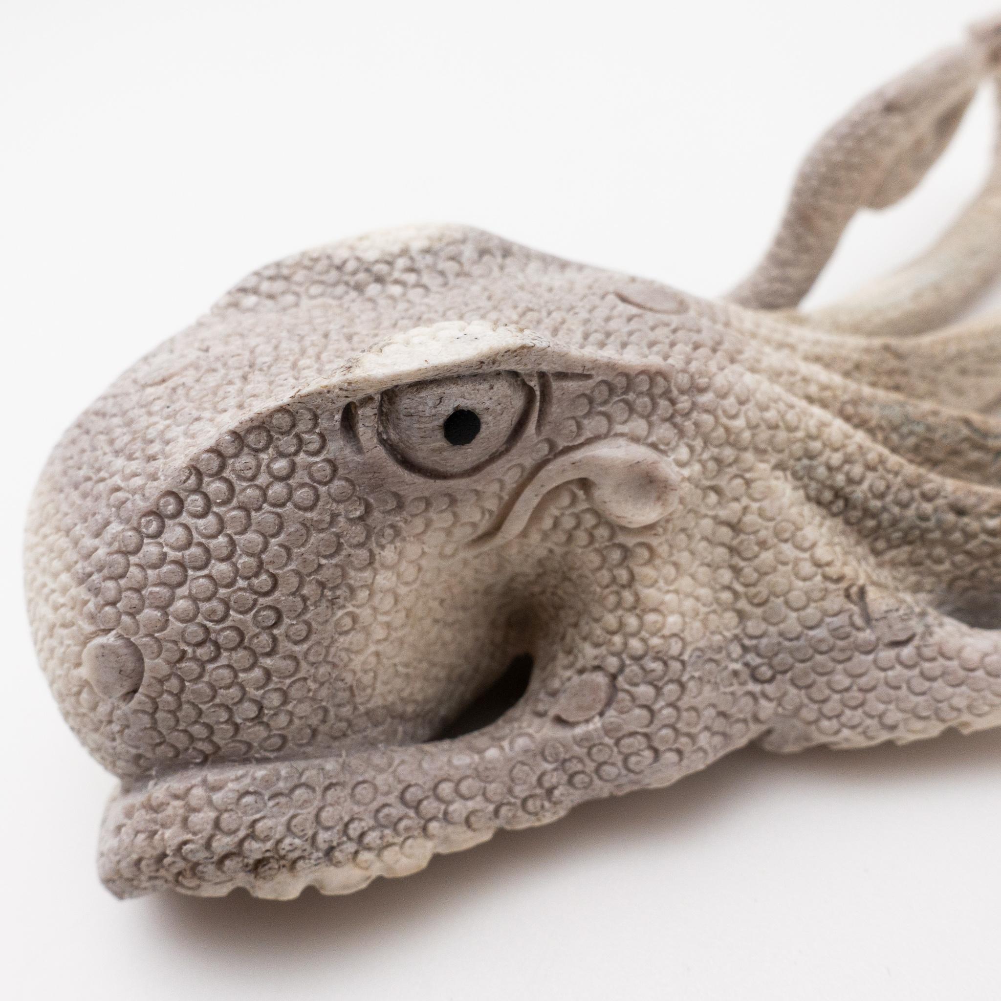 Contemporary North American Moose Antler Carving of Octopus