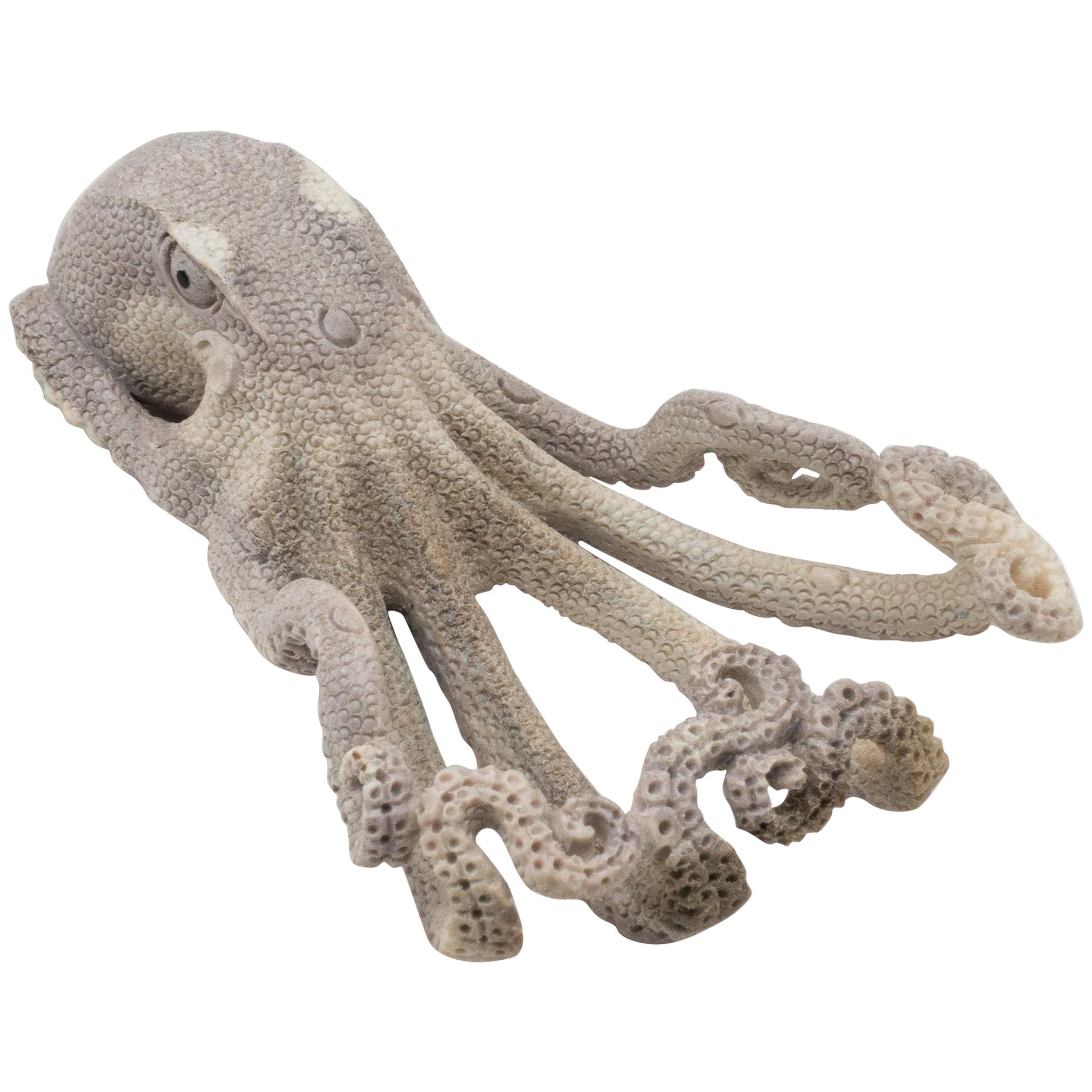 North American Moose Antler Carving of Octopus