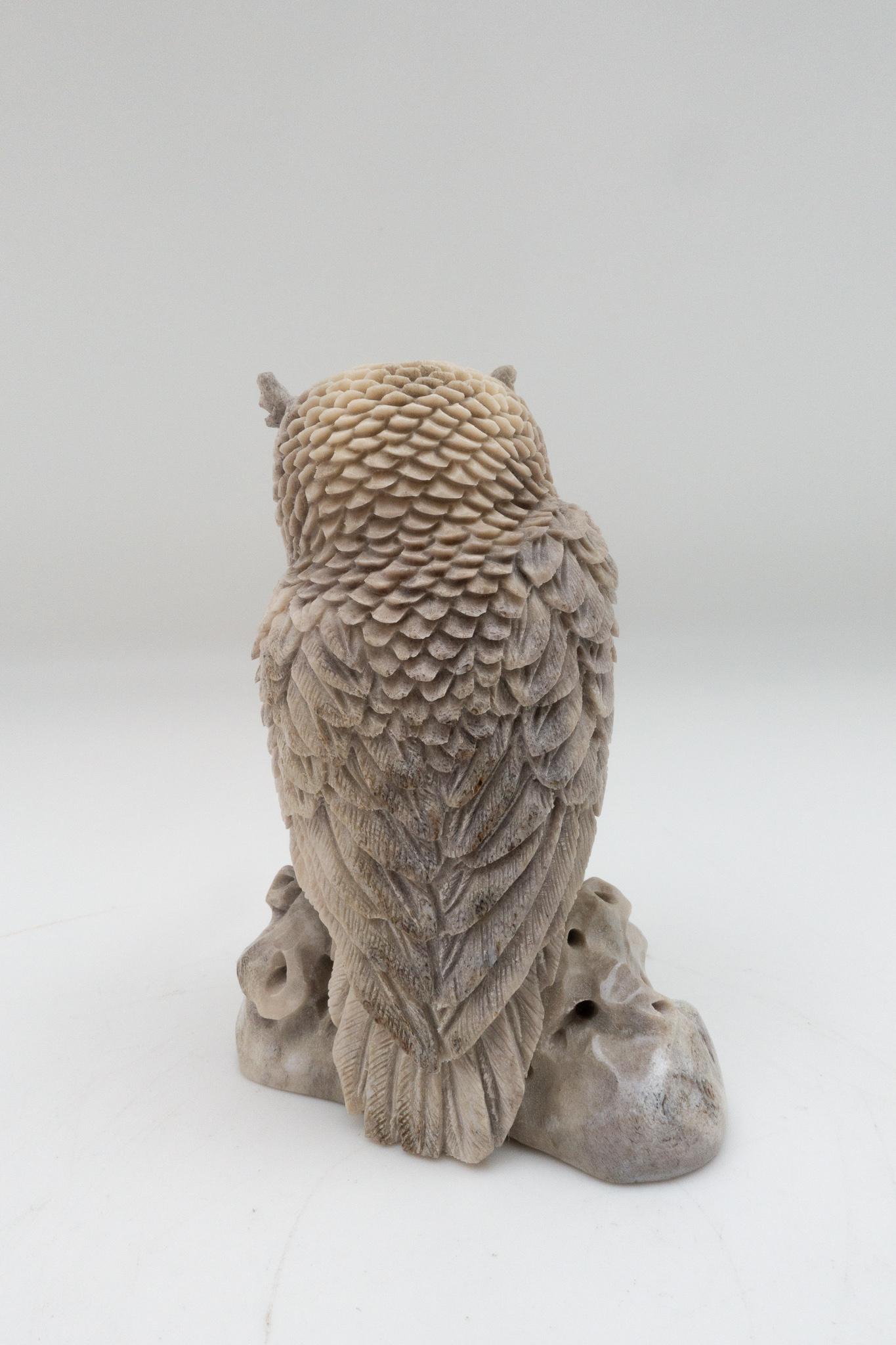 Contemporary North American Moose Antler Carving Owl