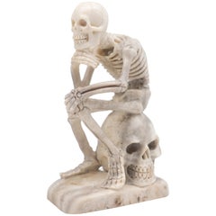 North American Moose Antler Skeleton Sculpture "Le Penseur"