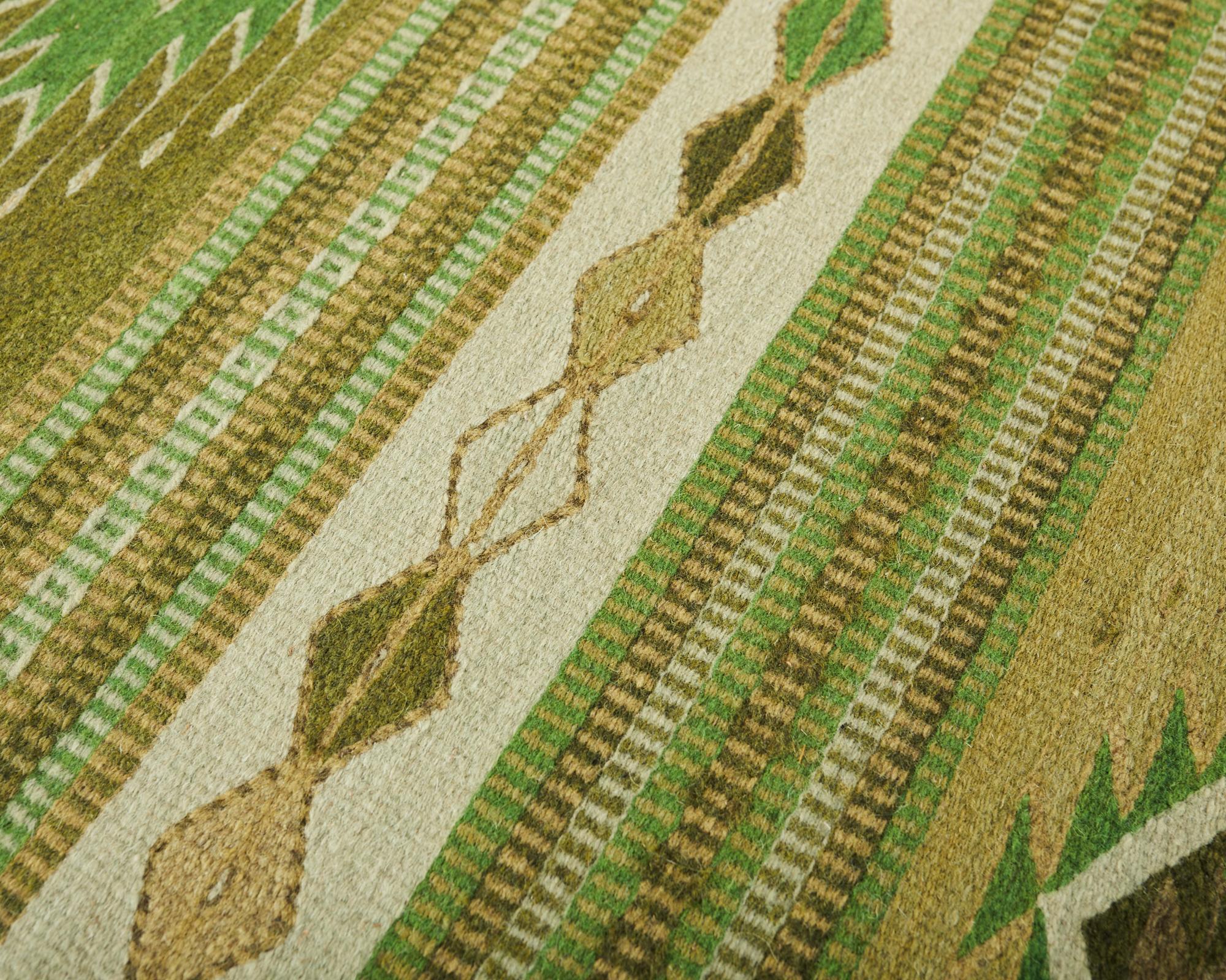 North American Navajo Style Wool Rug in Green Tones For Sale 8