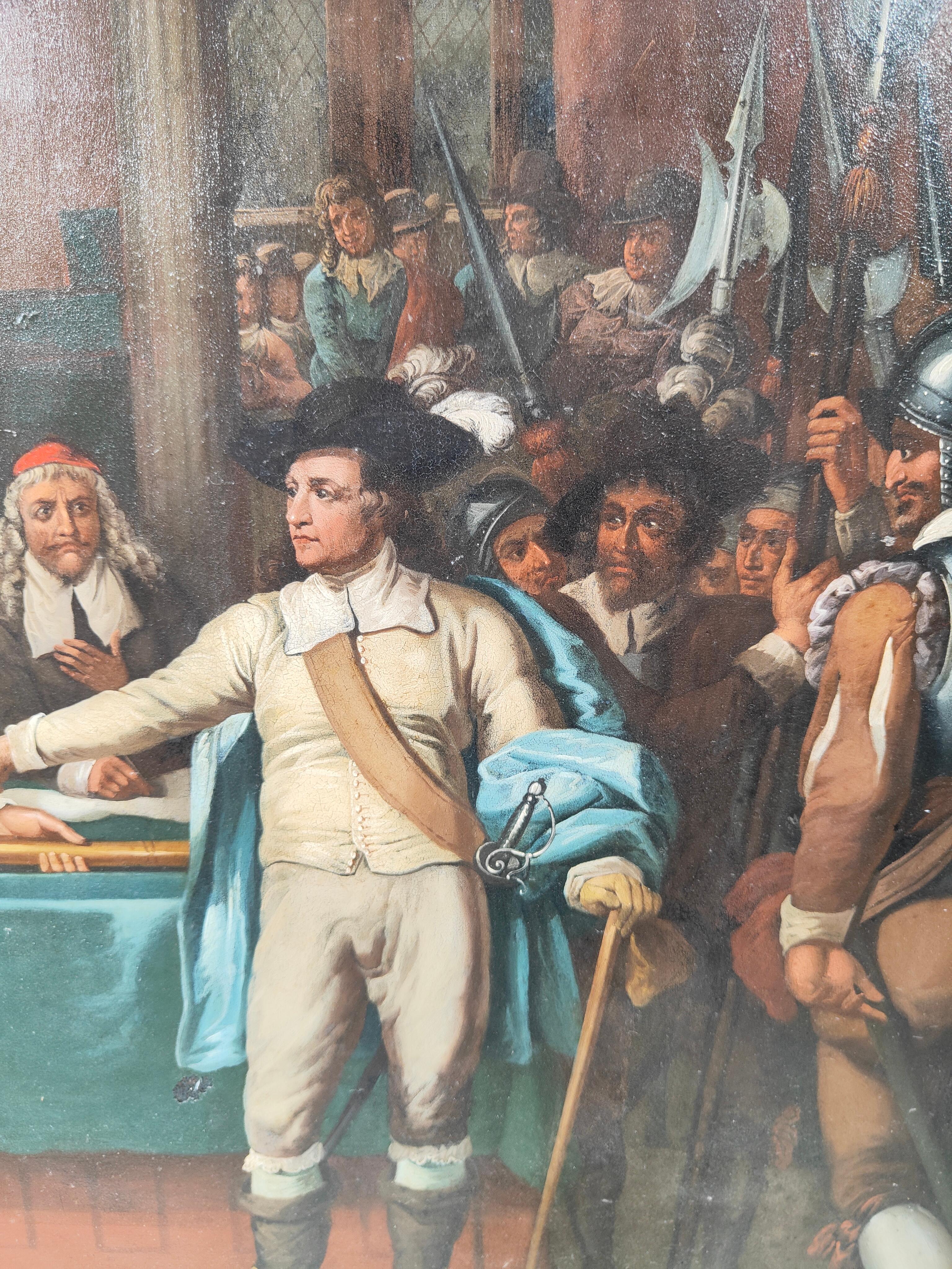 This significant oil painting on copper represents a notable example of the North American School in the late 18th century. The artwork captures the essence of the time, marked by crucial events in the history of North America.

In this 55 x 74.5 cm
