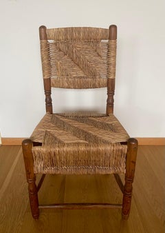 North American Rustic, Vintage, Wooden Chair with Woven Seat