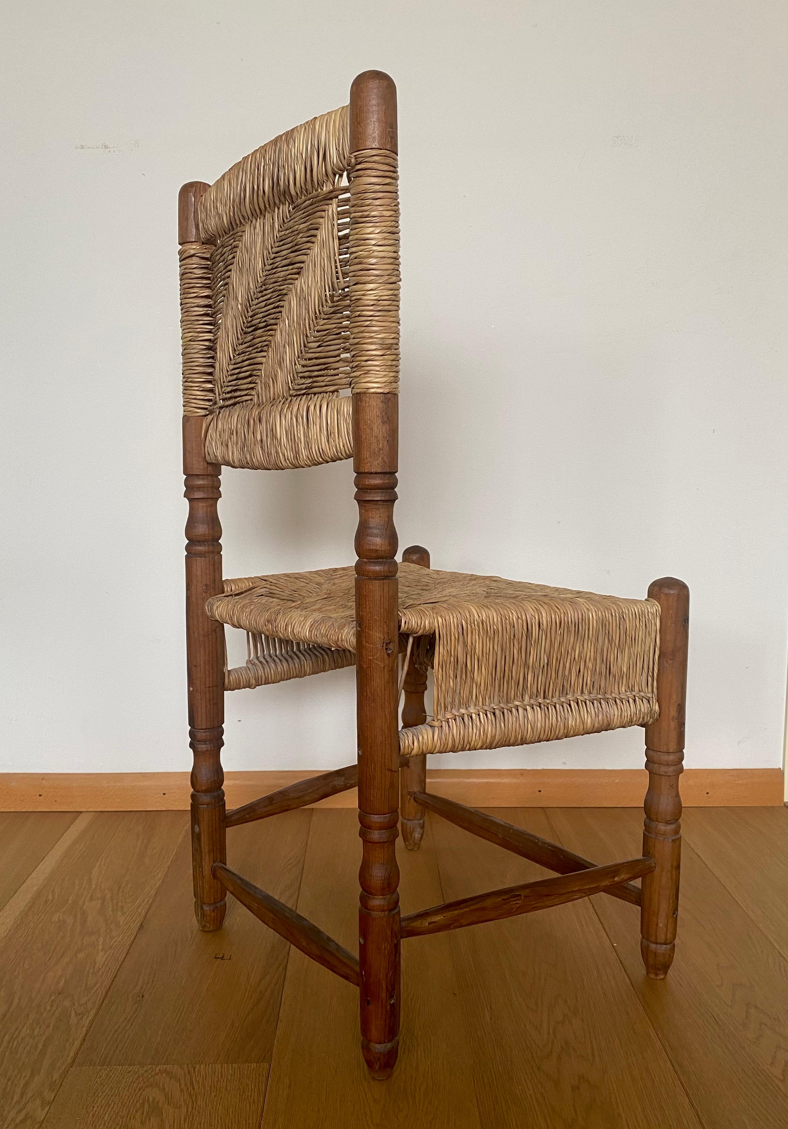 North American Rustic, Vintage, Wooden Chair with Woven Seat For Sale 1