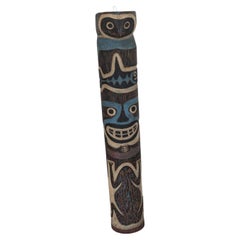 North American Totemic Wood Sculpture with Polychrome Decoration